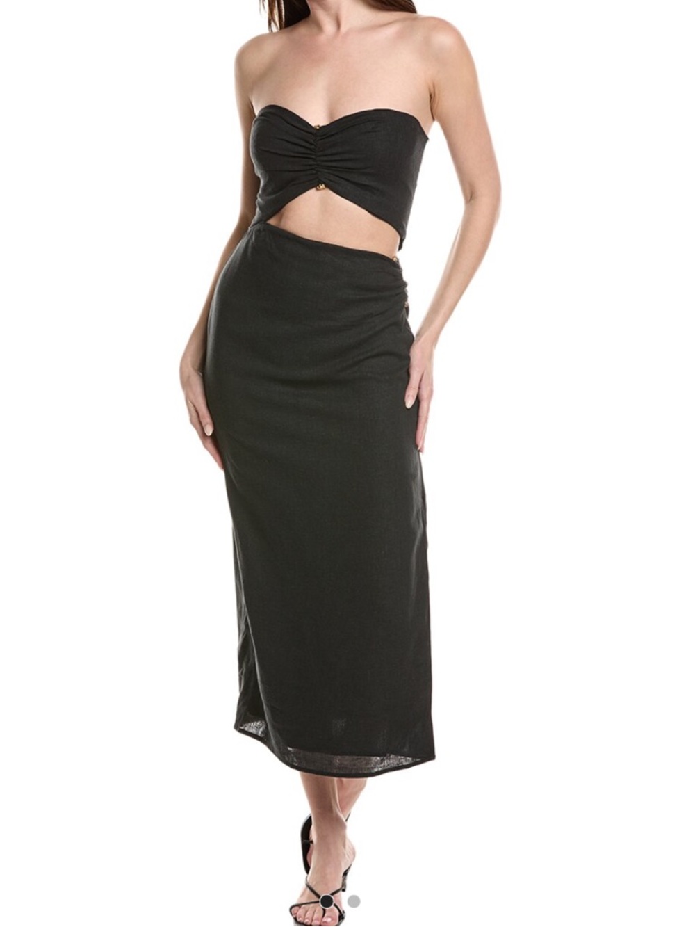 Vix Paula Hermanny Strapless Cutout Maxi Dress in Black Size S